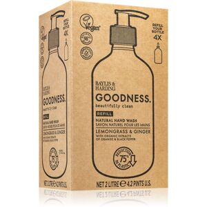 Baylis & Harding Goodness Lemongrass & Ginger prírodné tekuté mydlo na ruky náhradná náplň 2000 ml