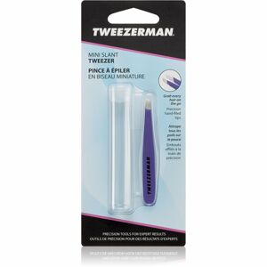 Tweezerman Mini Slant pinzeta so zošikmeným koncom mini s cestovným púzdrom Lavender 1 ks