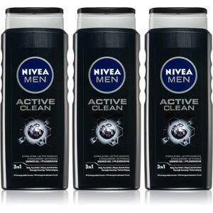 Nivea Men Active Clean sprchový gél pre mužov 3 x 500 ml (výhodné balenie)