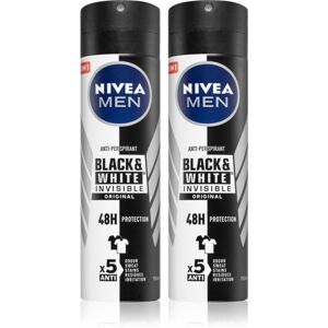 Nivea Men Black & White Invisible Original antiperspirant v spreji (výhodné balenie) pre mužov