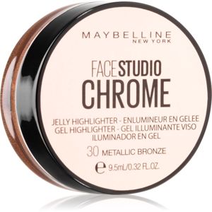 Maybelline Face Studio Chrome Jelly Highlighter gélový rozjasňovač odtieň 30 Metallic Bronze 9.5 ml