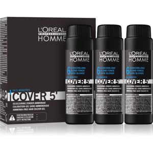 L’Oréal Professionnel Homme Cover 5' tónovacia farba na vlasy 3 ks odtieň 6 Dark Blond 3x50 ml
