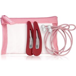 BrushArt Berry Hair band & Hair clip set set elastik in sponk za lase v majhni torbici Pink (4 ks)