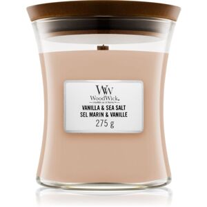 Woodwick Vanilla & Sea Salt vonná sviečka 275 g s dreveným knotom