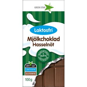 Green Star Lactose-free Milk Chocolate with Hazelnuts mliečna čokoláda bez laktózy 100 g