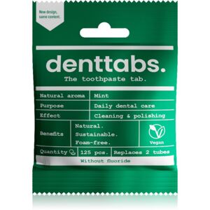 Denttabs Natural Toothpaste Tablets without Fluoride zubná pasta bez fluoridu v tabletách Mint 125 tbl