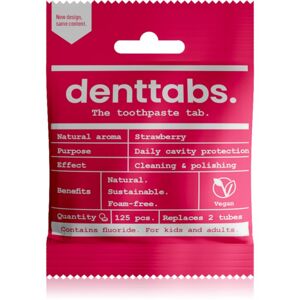 Denttabs Brush Teeth Tablets Kids with Fluoride zubná pasta s fluoridom v tabletách pre deti Strawberry 125 tbl