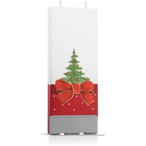 Flatyz Holiday Christmas Tree and Red Ribbon dekoratívna sviečka 6x15 cm
