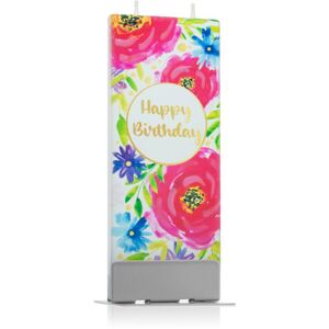 Flatyz Greetings Happy Birthday Flowers dekoratívna sviečka 6x15 cm