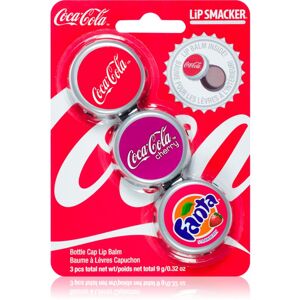 Lip Smacker Coca Cola balzam na pery 3 ks vône Original, Cherry & Fanta 9 g