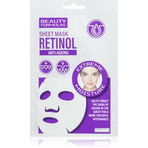 Beauty Formulas Retinol plátenná maska proti starnutiu pleti 1 ks