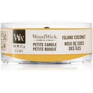 Woodwick Island Coconut votívna sviečka s dreveným knotom 31 g