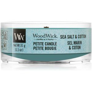 Woodwick Sea Salt & Cotton votívna sviečka s dreveným knotom 31 g