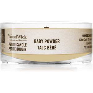 Woodwick Baby Powder votívna sviečka s dreveným knotom 31 g
