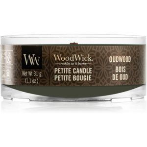 Woodwick Oudwood votívna sviečka s dreveným knotom 31 g