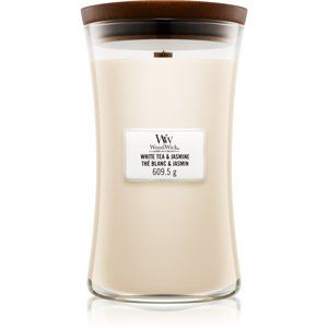 Woodwick White Tea & Jasmine vonná sviečka s dreveným knotom 609.5 g