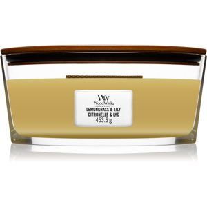 Woodwick Lemongrass & Lily vonná sviečka s dreveným knotom (hearthwick) 453,6 g
