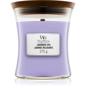 Woodwick Lavender Spa vonná sviečka 275 g s dreveným knotom