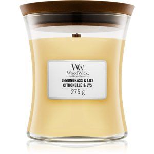 Woodwick Lemongrass & Lily vonná sviečka s dreveným knotom 275 g