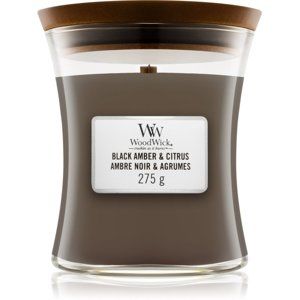 Woodwick Black Amber & Citrus vonná sviečka stredná 275 g