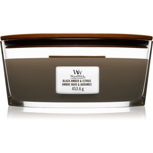 Woodwick Black Amber & Citrus vonná sviečka s dreveným knotom (hearthwick) 453,6 g
