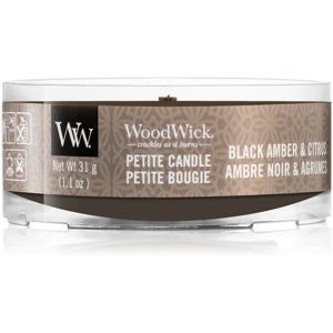 Woodwick Black Amber & Citrus votívna sviečka s dreveným knotom 31 g