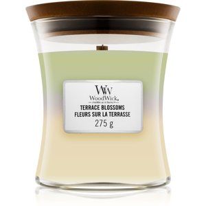 Woodwick Trilogy Terrace Blossoms vonná sviečka s dreveným knotom 275 g