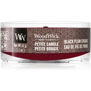 Woodwick Black Plum votívna sviečka s dreveným knotom 31 g