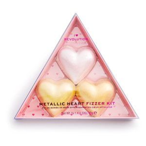 I Heart Revolution Fizzer Kit Mettalic Heart farebné šumivé tablety do kúpeľa 120 g