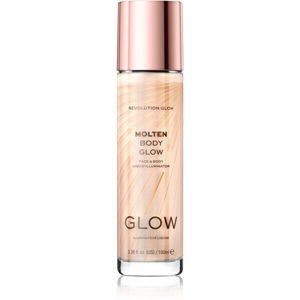Makeup Revolution Glow Molten tekutý rozjasňovač na tvár a telo odtieň Gold 100 ml