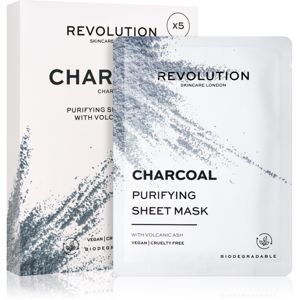 Revolution Skincare Purifying Charcoal sada plátenných masiek pre mastnú a problematickú pleť 5 ks