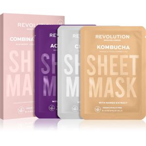 Revolution Skincare Biodegradable Combination Skin sada plátenných masiek (na podráždenú a mastnú pleť s nadmerným olupovaním)