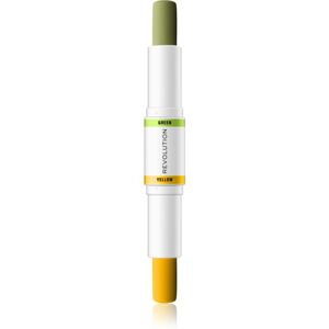 Makeup Revolution IRL Filter korekčná tyčinka pre zjednotenie farebného tónu pleti odtieň Yellow & Green 2x4,3 g