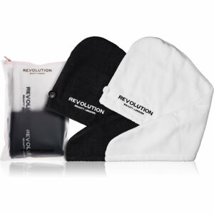 Revolution Haircare Microfibre Hair Wraps uterák na vlasy odtieň Black/White 2 ks