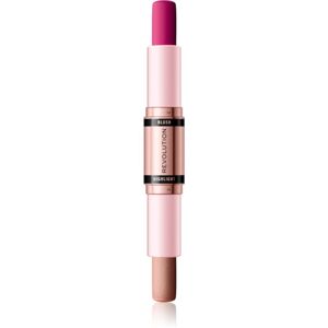 Makeup Revolution Blush & Highlight krémová lícenka a rozjasňovač v tyčinke odtieň Champagne Shine 2x4,3 g