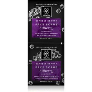 Apivita Express Beauty Bilberry jemný pleťový peeling pre okamžité rozjasnenie 2x8 ml