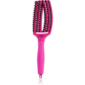 Olivia Garden Fingerbrush ThinkPink plochá kefa so štetinami z nylonu a diviaka Neon Pink 1 ks