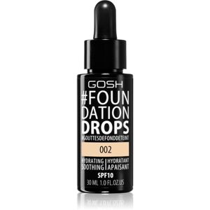 Gosh Foundation Drops ľahký make-up vo forme kvapiek SPF 10 odtieň 002 Ivory 30 ml