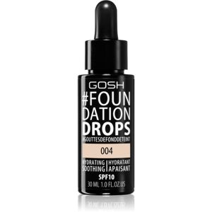 Gosh Foundation Drops ľahký make-up vo forme kvapiek SPF 10 odtieň 004 Natural 30 ml