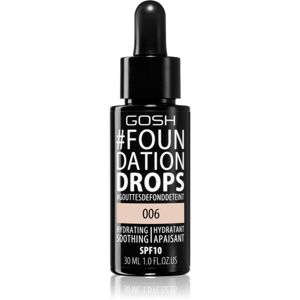 Gosh Foundation Drops ľahký make-up vo forme kvapiek SPF 10 odtieň 006 Tawny 30 ml