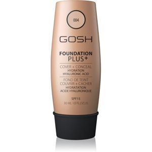 Gosh Foundation Plus+ prirodzene krycí hydratačný make-up SPF 15 odtieň 004 Natural 30 ml