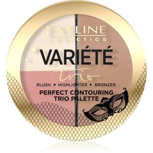 Eveline Cosmetics Variété Trio kontúrovacia paletka na tvár 3v1 odtieň 02 Medium 10 g