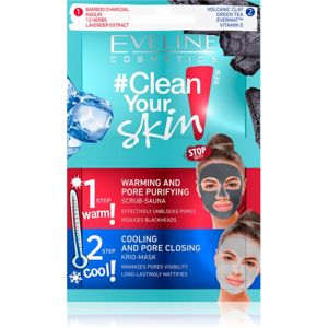 Eveline Cosmetics #Clean Your Skin hĺbkovo čistiaca pleťová maska 2 v 1 2 x 5 ml