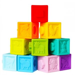 Bam-Bam Rubber Blocks mäkké senzorické hracie kocky 6m+ Animals 10 ks