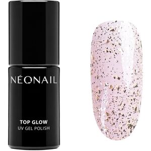 NeoNail Top Glow vrchný lak na nechty s použitím UV/LED lampy odtieň Gold Flakes 7,2 ml