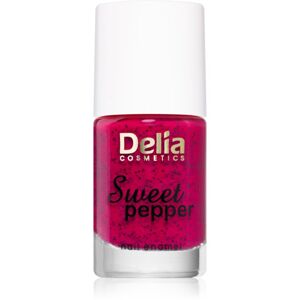 Delia Cosmetics Sweet Pepper Black Particles lak na nechty odtieň 05 Raspberry 11 ml