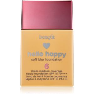 Benefit Hello Happy Soft Blur Foundation tekutý mejkap s matným finišom SPF 15 odtieň 06 Medium Warm 30 ml