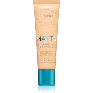 Lumene Matte Oil-Control fluidný make-up pre mastnú a zmiešanú pleť odtieň 2 Soft Honey 30 ml