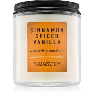 Bath & Body Works Cinnamon Spiced Vanilla vonná sviečka s esenciálnymi olejmi 198 g