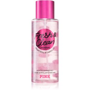 Victoria's Secret PINK Fresh & Clean Shimmer parfémovaný telový sprej s trblietkami pre ženy 250 ml